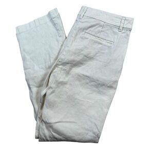 J Jill Linen Stretch Pants Women Beige Cropped Flare Leg Size 10